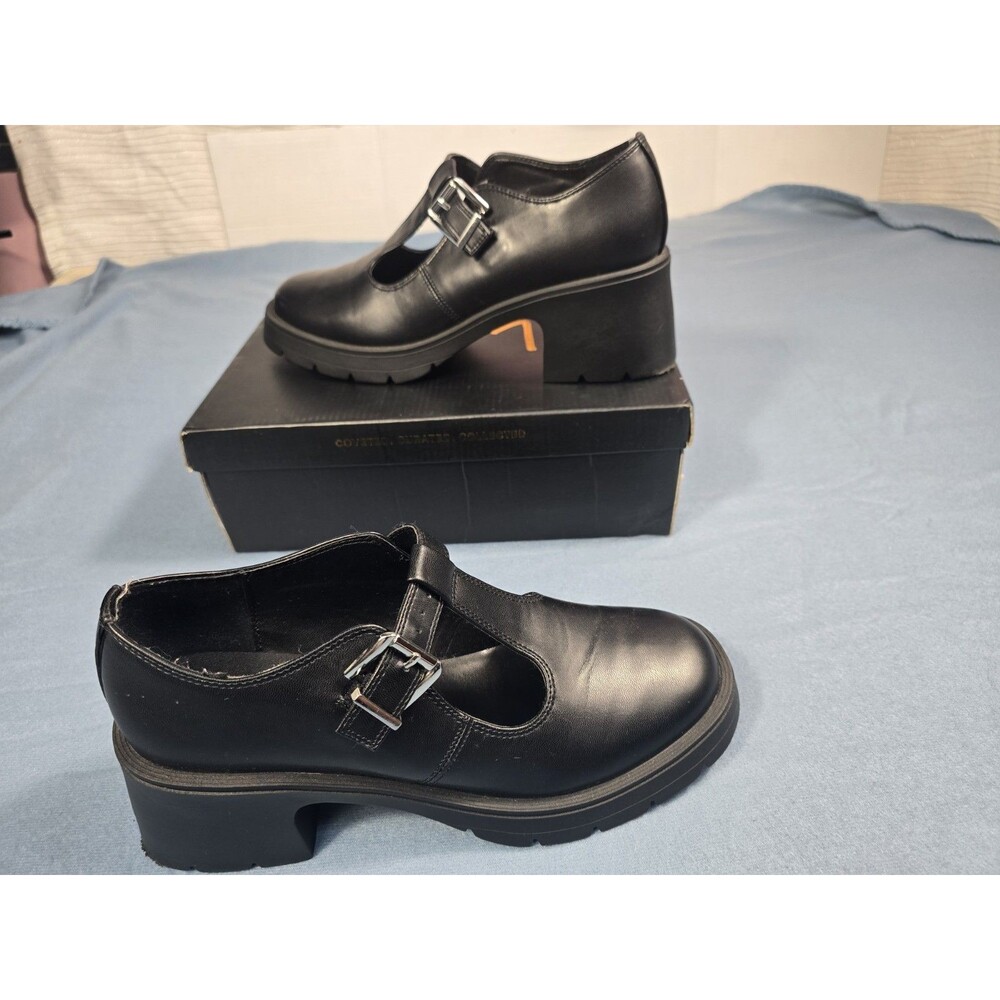 MIA Black Mary Jane Buckle Comfort Shoes Block Heel Arch Support Women's 9M - Picture 4 of 14